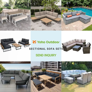 Yoho Moderne luxe extérieur PP plastique rotin jardin cour hôtel parc appartement blanchisserie ensemble de meubles canapé chaise - Product Image 3