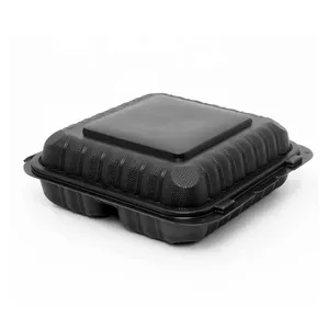 Compostable Takeaway Containers Chinese Hinged To Go Takeout Container Square Microwavable Carryout Food Container