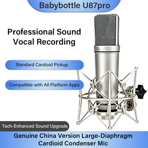 Kit de tarjeta de sonido de micrófono de condensador de aleación de Metal XLR con cable U87 de mano para grabación de Podcast transmisión <span class=keywords><strong>en</strong></span> <span class=keywords><strong>vivo</strong></span> Uso de estudio de <span class=keywords><strong>Radio</strong></span> - Product Image 2