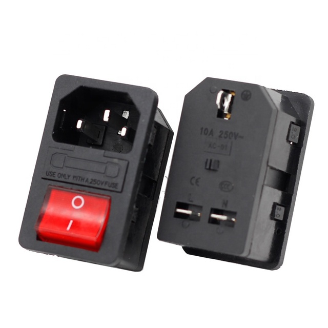 250V C13 C14 Ac Male Socket Panel Mount 110v Ac Power Socket Connector with Fuse and Rocker Switch Female Connector for Ac a