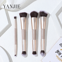 Ensemble de pinceaux de maquillage de luxe à double embout avec poils doux portables pour fard à paupières, blush et poudre à sourcils - Beauté professionnelle