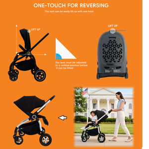 Poussette 3-en-1 robuste avec siège haute et pare-soleil pour système de voyage - Product Image 1