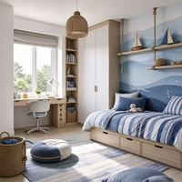 Armoire intégrée moderne en bois massif avec bureau intégré, grande capacité de rangement, pour chambre d'enfant, maison familiale, chambre d'hôtel