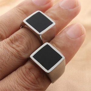 Men's <b>Titanium</b> Steel Resin Ring Geometric Bezel Setting Casual Jewelry 280697 - Product Image 5
