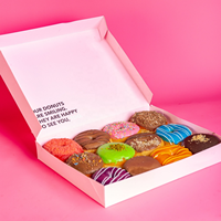 Emballage de beignets de boulangerie écologique et biodégradable en gros 2024, boîte à beignets rose personnalisée de grande taille