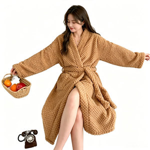 Batas de mujer de invierno, suaves, elegantes, tipo cárdigan, camisones, pijamas de bambú, batas de dormir. - Product Image 2