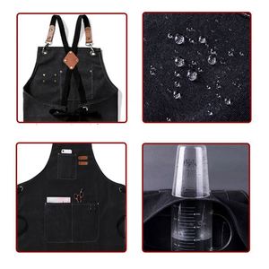 Tablier de cuisine élégant en toile 100 % coton, imperméable et résistant à l'huile, pour hommes, idéal pour la cuisine, le travail, la fleuristerie et le jardinage - Product Image 4
