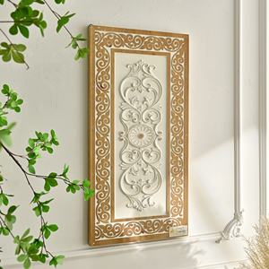 Décoration murale rectangulaire rustique en MDF écologique sculptée à la main, 40x3x80CM, pour salon - Product Image 2