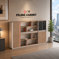Armoire de rangement de bureau exécutive moderne en bois massif écologique, grande capacité, modulaire, avec poignée dissimulée pour bureau à domicile