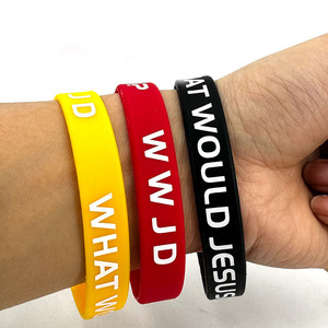 Braccialetti in silicone ispirazionali cristiani Qixi Promotional Church Gifts What Would Jesus Do - Product Image 2
