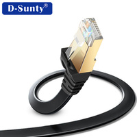 Cable de Red LAN Cat7 Plano Negro de Alta Velocidad BC/CCA SSTP 30AWG 32AWG, Cable de Conexión a Internet Cat 7 RJ45 para Computadora