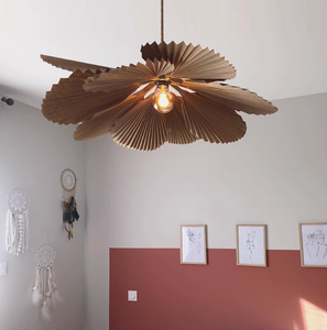 客厅复古扇形吊灯，创意手工花瓣形酒店卧室装饰灯 - Product Image 3