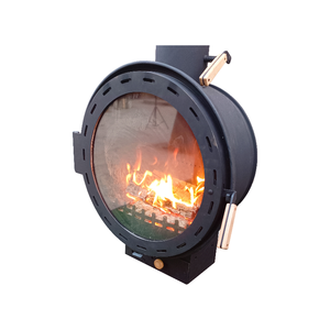 Chimenea <span class=keywords><strong>de</strong></span> <span class=keywords><strong>leña</strong></span> moderna Puerta <span class=keywords><strong>de</strong></span> cristal redonda Chimenea colgante - Product Image 5