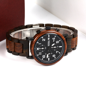 Reloj de Cuarzo Personalizable con Manecillas Luminosas de Madera y Acero Inoxidable, Relojes de Pulsera Cronógrafo para Hombre - Product Image 5