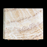 Dalle d'onyx blanc et bois poli haute brillance rétroéclairée pour meuble-lavabo de salle de bain moderne et décoration murale