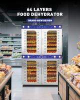 64 Bakjes Commerciële RVS Voedseldehydrator Droogmachine voor Voedselverwerking Mango's Fruit Groenten
