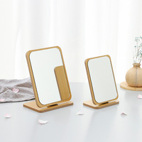 Dernière Offre Spéciale Miroir de maquillage de bureau rotatif en bois simple Miroir de dressage pliable pour dortoir d'étudiant Portable