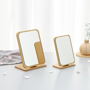 Basit ahşap dönen masaüstü makyaj aynası masaüstü öğrenci yurt katlanır soyunma ayna taşınabilir - Product Image 2