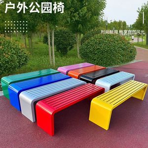 Long Iron <b>Bench</b> Park Outdoor Modern Design Mall <b>Leisure</b> Backrest Seat - Product Image 2