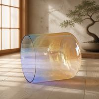 Bol chantant en quartz d'alchimie pur à 99,99 %, professionnel, 440 Hz/432 Hz, dégradé bleu/jaune, pour la thérapie sonore par vibration
