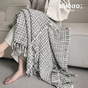 ऑस्ट्रेलियाई मेरिनो ऊन उच्च गुणवत्ता वाला कंबल लक्जरी टैसल्स फ्रिंज थोक थ्रो कंबल लिविंग रूम सोफा काउच बेड के लिए