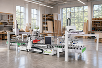 Ligne de production de meubles en bois entièrement automatique avec routeur CNC, machine à scier quatre côtés avec ATC pour la découpe de panneaux de portes en bois, certifiée CE