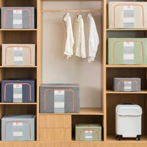 Clothing Organizer Storage <b>Box</b> Rectangle Linen Fabric Large Capacity Foldable Wardrobe Clothes Quilt Organizer <b>Moving</b> Storage - Product Image 3