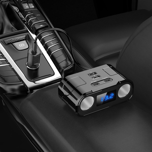 3 puertos <span class=keywords><strong>USB</strong></span> C PD cargador de coche rápido con 2 adaptador de encendedor de cigarrillos divisor de enchufe para coche EV - Product Image 3