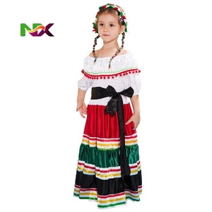 Impresionante Traje de Bailarina Folclórica Mexicana Tradicional de Jalisco para Niñas, Vestido Mexicano de Encaje para Niñas - Product Image 4