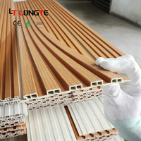 Panel de Pared WPC de Bajo Mantenimiento para Interiores y Exteriores, Revestimiento de Pared de PVC con Diseño Acanalado