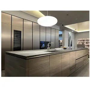 Italian design sleek modern look contemporary appeal fireproof laminate kitchen cabinets