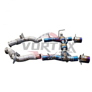 ระบบท่อไอเสียแบบเต็มระบบ Vortex Titanium Valvetronic สำหรับ Ferrari F8 Tributo Spider พร้อมแผ่นกันความร้อน ท่อดาวน์ไปป์ และท่อเก็บเสียงสีฟ้าไหม้ - Product Image 2