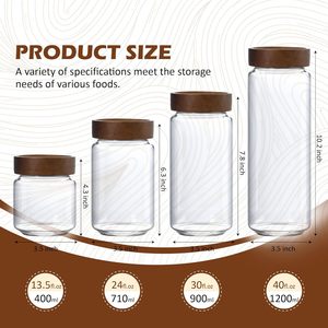 Bocaux en verre hermétiques de qualité alimentaire pour la cuisine, en verre borosilicate, avec couvercle en bois, 180 ml, 300 ml, 1000 ml - Product Image 5