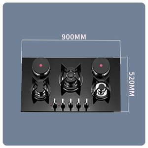 เตาแก๊สกระจกนิรภัย4หัวเตาในห้องครัวดีไซน์ทันสมัยพร้อมแหล่งจ่ายไฟ USB ทำอาหารกลางแจ้งในร่ม