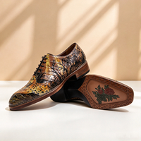Chaussures en cuir pour hommes, style traditionnel chinois, en cuir d'alligator véritable peint à la main, formelles et élégantes