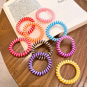 Téléphone bicolore <span class=keywords><strong>spirale</strong></span> résine <span class=keywords><strong>cheveux</strong></span> cravates doux élastique <span class=keywords><strong>cheveux</strong></span> accessoires pas de Trace Bracelet utilisation en gros pour la décoration des <span class=keywords><strong>cheveux</strong></span> - Product Image 2
