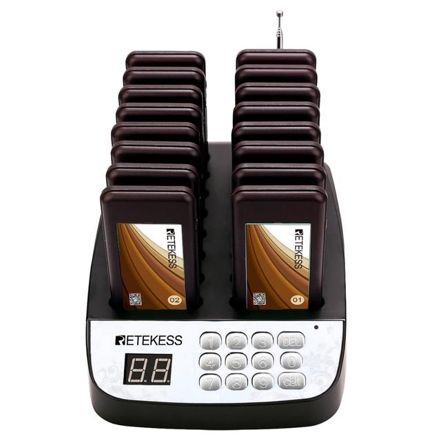 Wireless Guest Pager Queuing System Restaurant Equipment With 1 Transmitter 16 Pagers Retekess T113