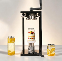 Machine à sceller les canettes manuelle à manivelle réglable pour canettes en plastique PET, idéale pour le thé aux bulles, les jus, le café et les boissons