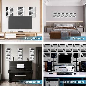 Panel acústico de espuma y poliéster autoadhesivo de doble capa con diseño de rayas de 16x12 pulgadas para reducción de eco y aislamiento acústico - Product Image 5