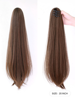 Extension de queue de cheval marron clair griffe pour femmes morceau de cheveux bouclés 20 "extensions de cheveux de queue de cheval synthétiques droites résistantes à la chaleur