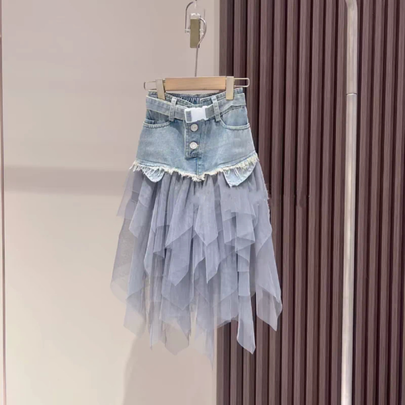 Denim gauze skirt