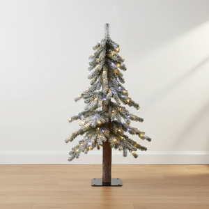 <span class=keywords><strong>Sapin</strong></span> artificiel floqué de type pin alpin avec tronc en bois véritable et lumières LED bicolores pour la décoration de la maison, du bureau ou des fêtes, plusieurs tailles disponibles - Product Image 1