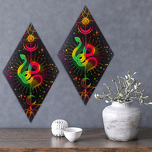 En stock: Tablero de tarot de madera con forma geométrica de diamante, un adorno de pared de madera de estilo gótico bohemio para sala de estar. - Product Image 1