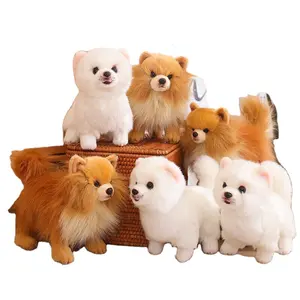 Brinquedo de pelúcia realista de cachorro Pomeranian de pelúcia realista de alta qualidade