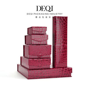 Пластиковые коробки DEQI с текстурой крокодиловой кожи, красные, для хранения ювелирных изделий: кулонов, колец, ожерелий, цепочек, браслетов, серег - Product Image 6