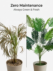 2 Palmeras Artificiales Realistas con Hojas Verdes Exuberantes, Sin Mantenimiento, para Decoración Interior/Exterior - Product Image 3