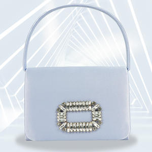 इवनिंग ग्लिटर ब्लिंग महिला हैंडबैग ब्राइडल वेडिंग लेडीज़ पर्स पार्टी प्रोम हैंड बैग राइनस्टोन स्क्वायर सिल्क मैसेंजर बैग के साथ - Product Image 4