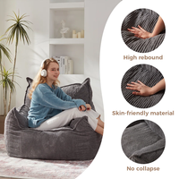 Canapé paresseux surdimensionné moderne en velours côtelé avec accoudoirs et housse amovible, fauteuil pouf extra doux compressé sous vide, compatible dropshipping