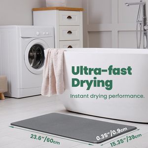 Tapis de bain moderne en pierre de diatomée, rayé, fabriqué à la machine, séchage rapide, écologique, antidérapant - Product Image 2