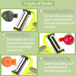 Pelador Multifuncional 3 en 1 de Alta Calidad Directo de Fábrica, Herramientas para Verduras de Plástico PP con Mango Cómodo, Precio Bajo para Uso Doméstico - Product Image 2